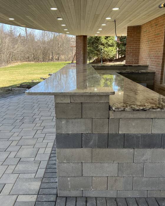 Stone vanity, stair tread or outdoor counter fabricated by Beautiful Granite & Marble