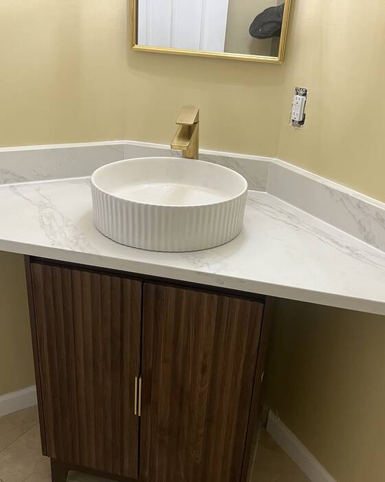 Stone vanity, stair tread or outdoor counter fabricated by Beautiful Granite & Marble